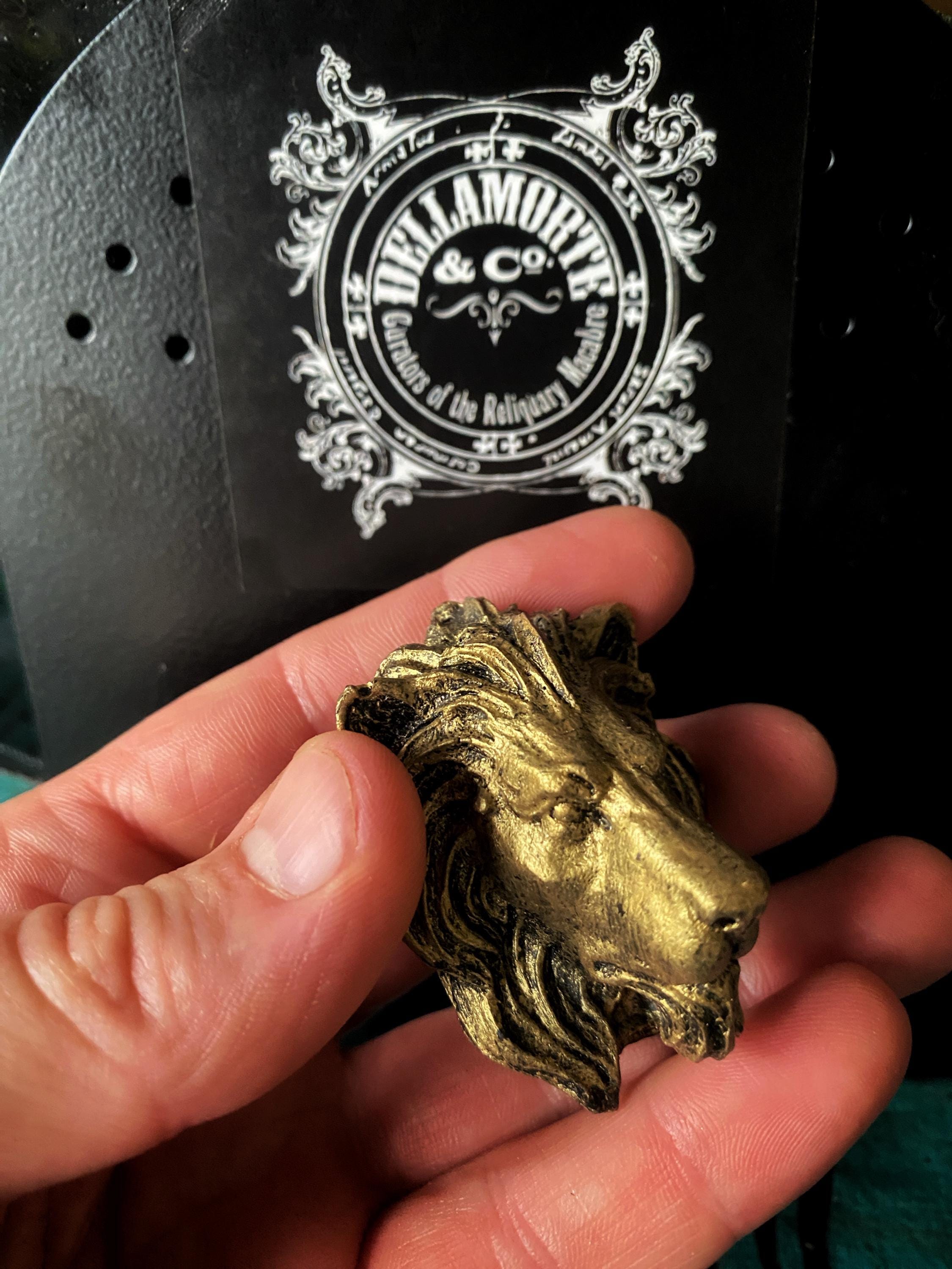 Lion's Head Magnet, Hand Painted Resin Sculpture | Mythic Fantasy Decor | Lion Magnet for Fantasy and Gothic Decor