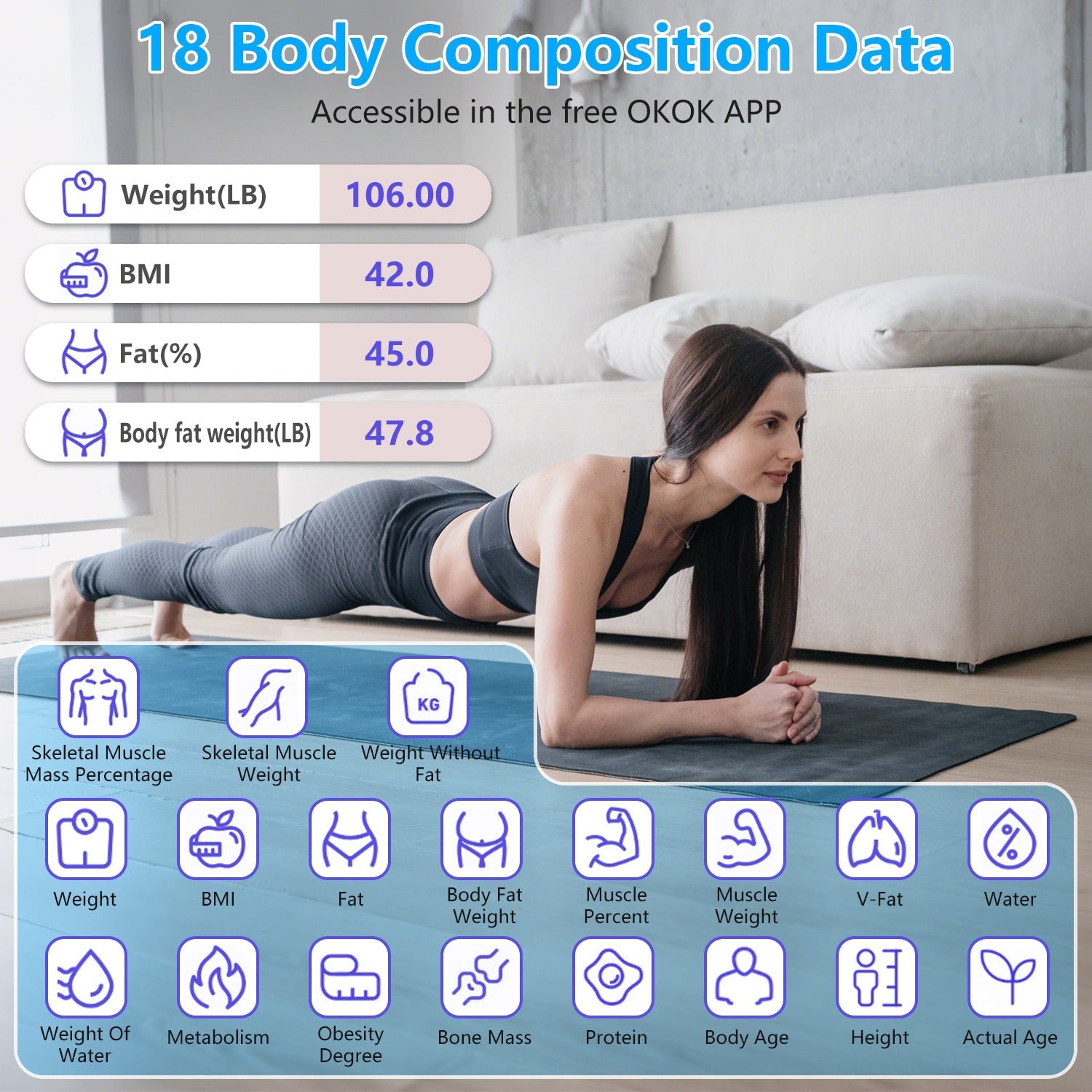 Smart Digital Scale For Body Weight High Accuracy BMI Weight Scale Full Body Composition Analysis Sync with APP 4mm Tempered Glass 397LBS Capacity LCD