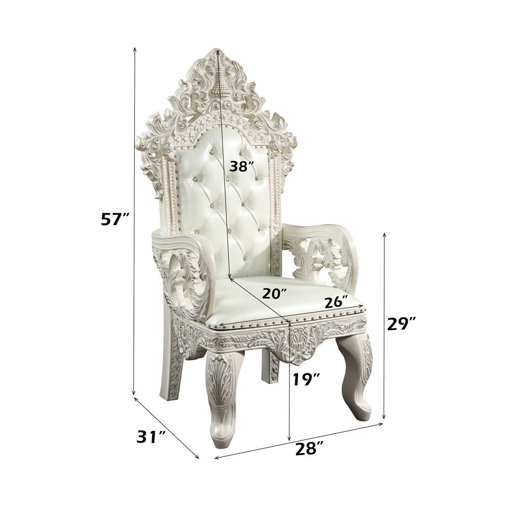 Adara - Arm Chair (Set of 2) - Pearl White Synthetic Leather & Antique White