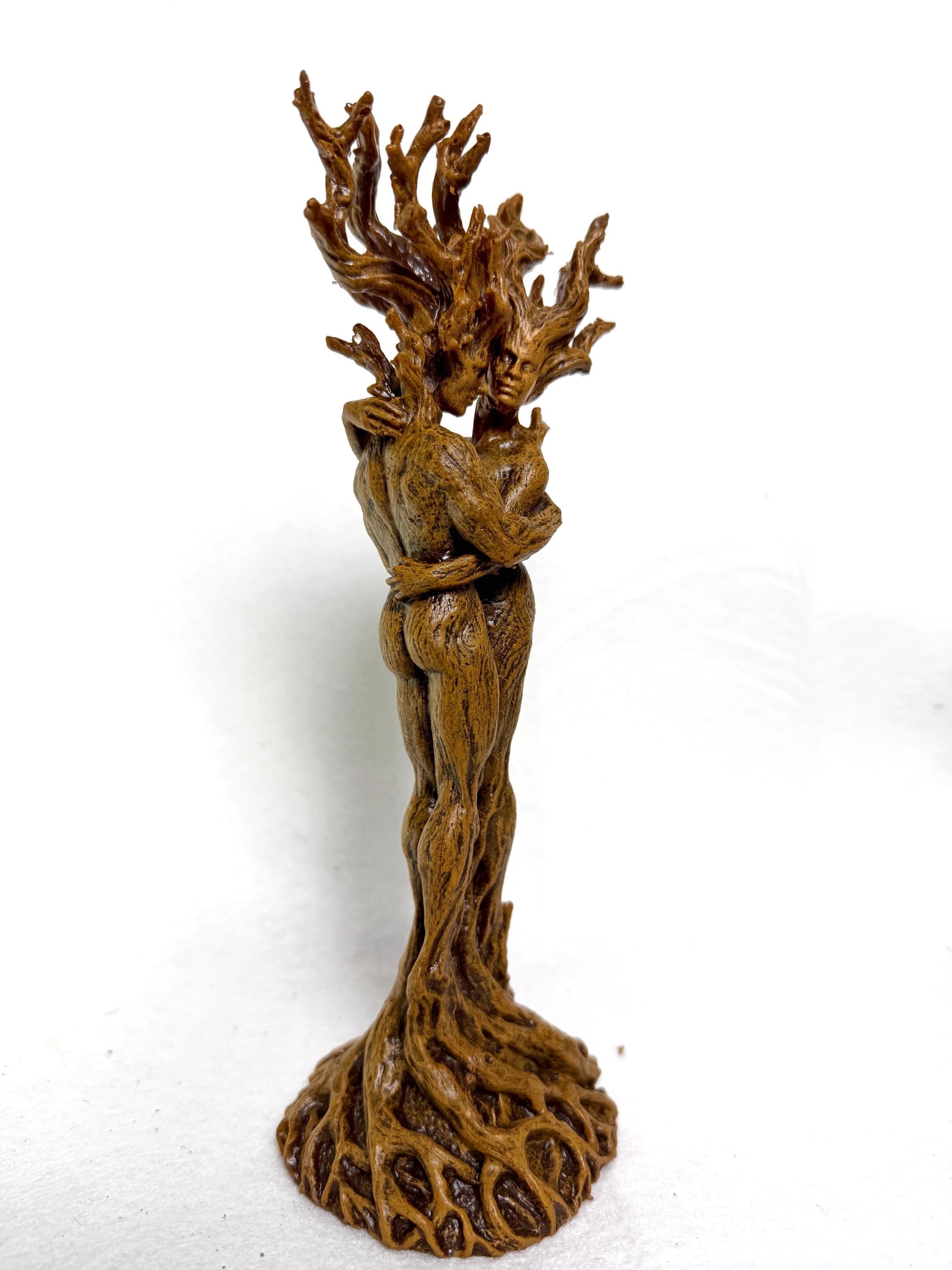 Amor Silvanus: Embracing Dryads Statue, Half Scale | Mythical Forest Creature Figurine | Woodland Tree Spirit Couple, Fantasy Art Home Decor