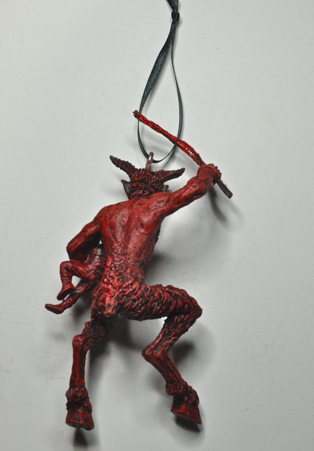 Krampus 2 Ornament, Hand Painted Resin Sculpture, Red Finish | Mythical Creature Figurine | Unique Dark Christmas Demon,Gothic Holiday Decor