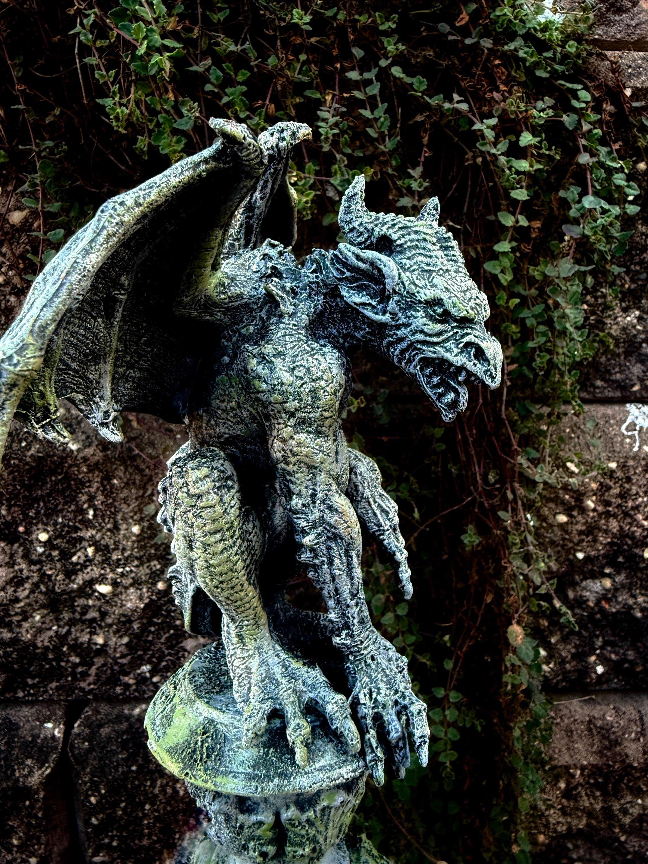 Gargoyle Statue, Hand Painted Resin | Legendary Medieval Monster Figurine | Demon Gargoyle Statue for Fantasy Art lover and Gamer Decor