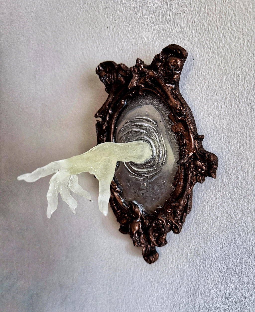 Spectral Hand Wall Plaque, Glow in the Dark Resin | Victorian Gothic Haunted Wall Art |Ghost Hand Gift for Halloween, Spooky Home Decor