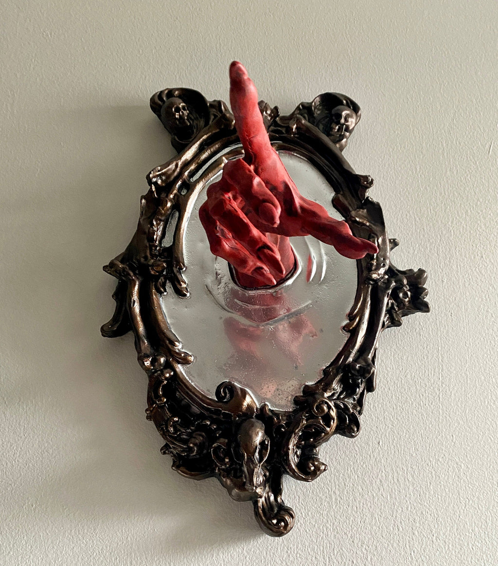 Spectral Hand Wall Plaque, Large Version, Blood Red, Resin | Victorian Gothic Haunted Wall Art |Ghost Hand for Halloween, Spooky Home Decor