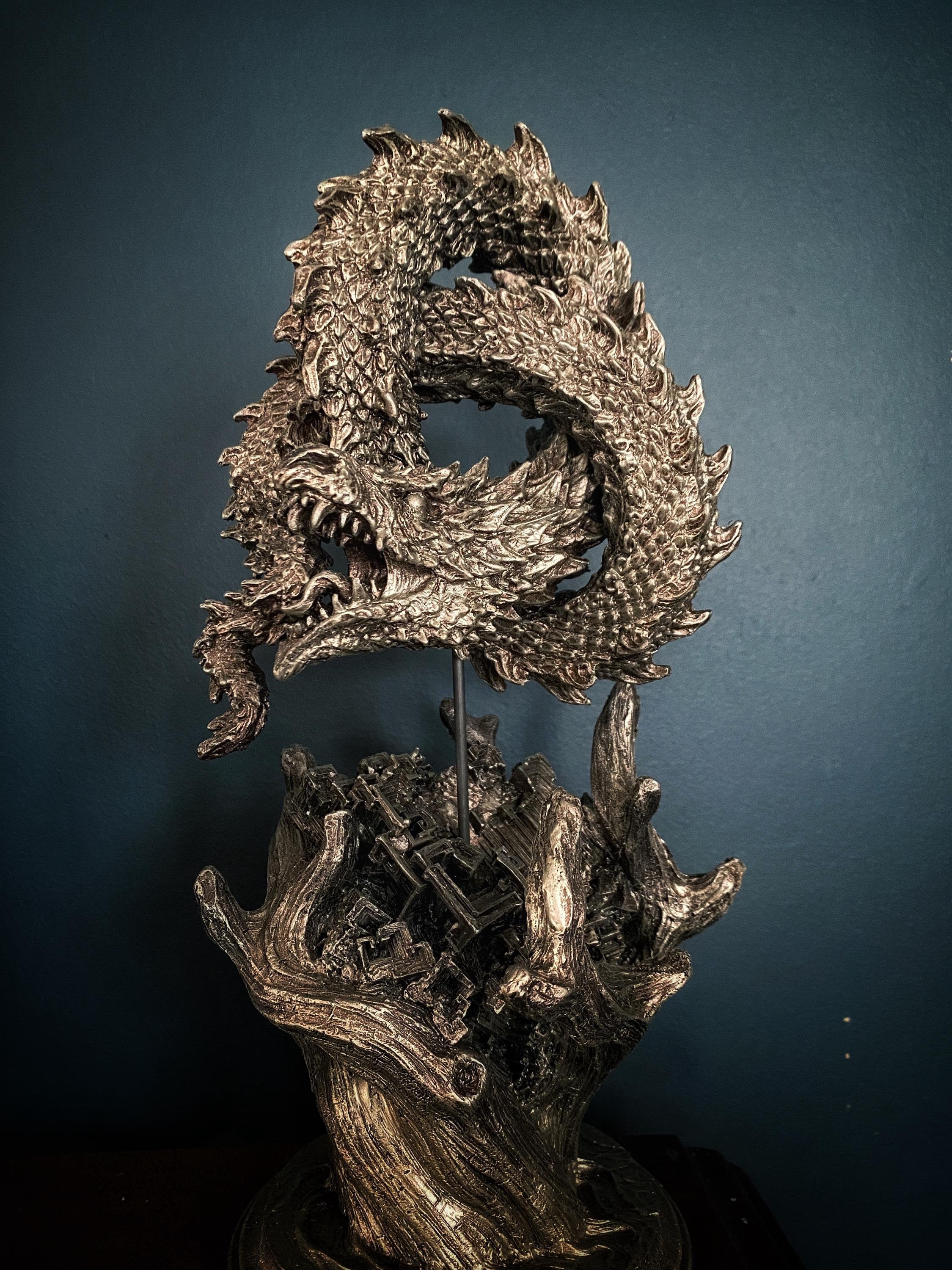 Ouroboros/ World Serpent Statue, Hand Painted Resin Sculpture | Norse Mythology Figurine | Myths and Legends Dragon Statue,Fantasy Art Decor