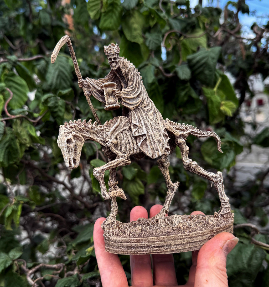 Triumph of Death: Grim Reaper on Skeletal Horse Statue, Hand Painted Resin Figurine, Horror Art |Gift for Gothic and Dark Fantasy Collectors