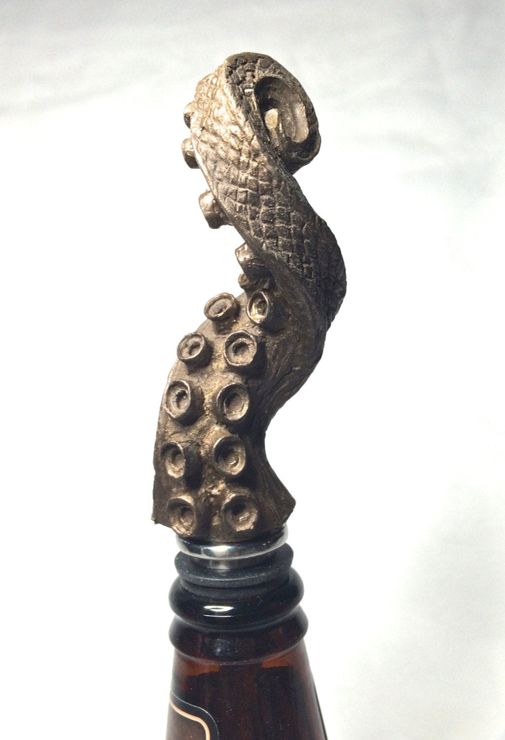 Kraken Tentacle Winestopper, Hand Painted Resin | Gothic Nautical Barware | Octopus Tentacle Bottle Stopper, Gothic Wine and Barware Gift