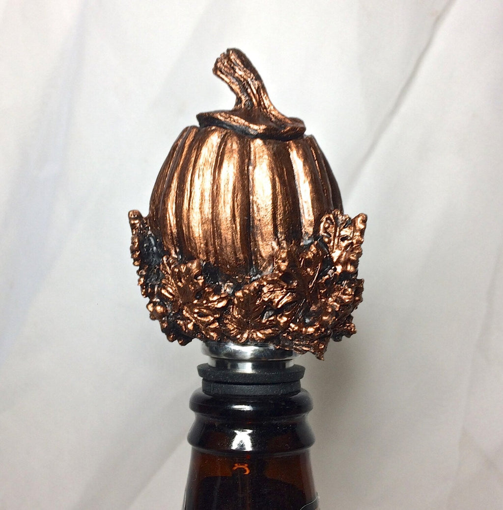Jack O' Lantern Winestopper, Hand Painted Resin | Gothic Halloween Barware, Pumpkin Bottle Stopper |Fantasy Gothic Wine and Barware Gift