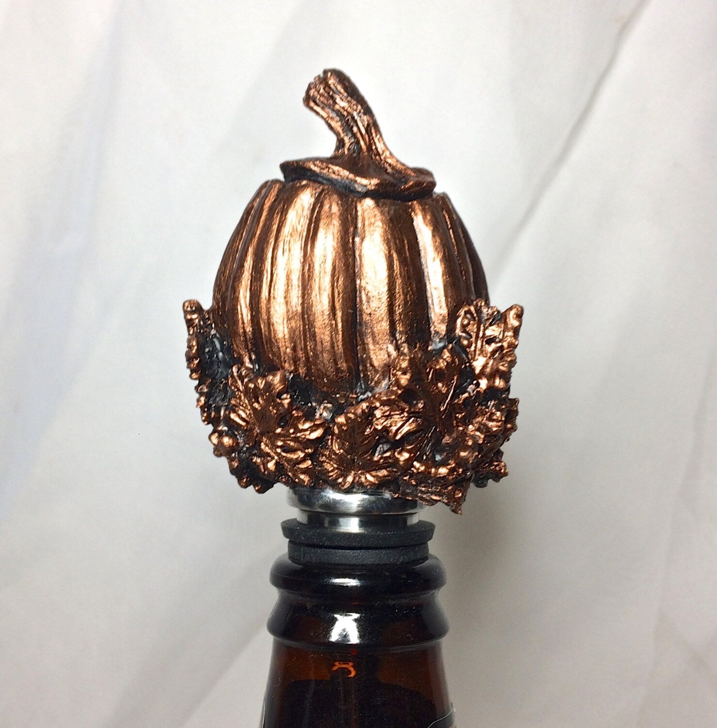 Jack O' Lantern Winestopper, Hand Painted Resin | Gothic Halloween Barware, Pumpkin Bottle Stopper |Fantasy Gothic Wine and Barware Gift