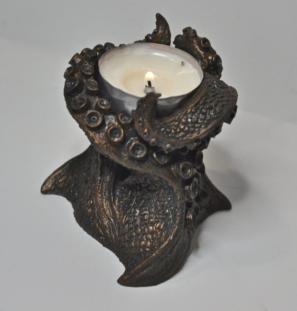 Kraken Tentacles Tea Light Holder, Hand Sculpted Resin Sculpture | Lovecraftian Tentacle Tea Light for Nautical Gift and Gothic Home Decor