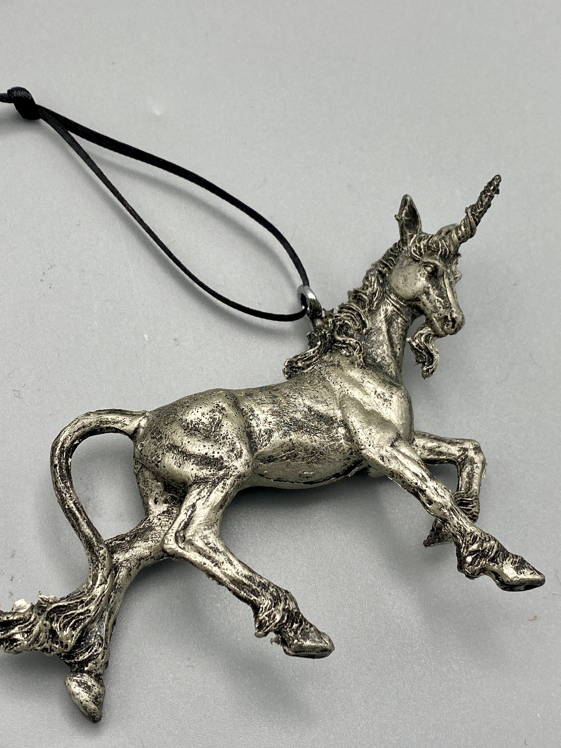 Unicorn Ornament, Hand Painted Resin Sculpture | Mythical Creature Figurine | Unique Legendary Beast Ornament. Fantasy Holiday Decor