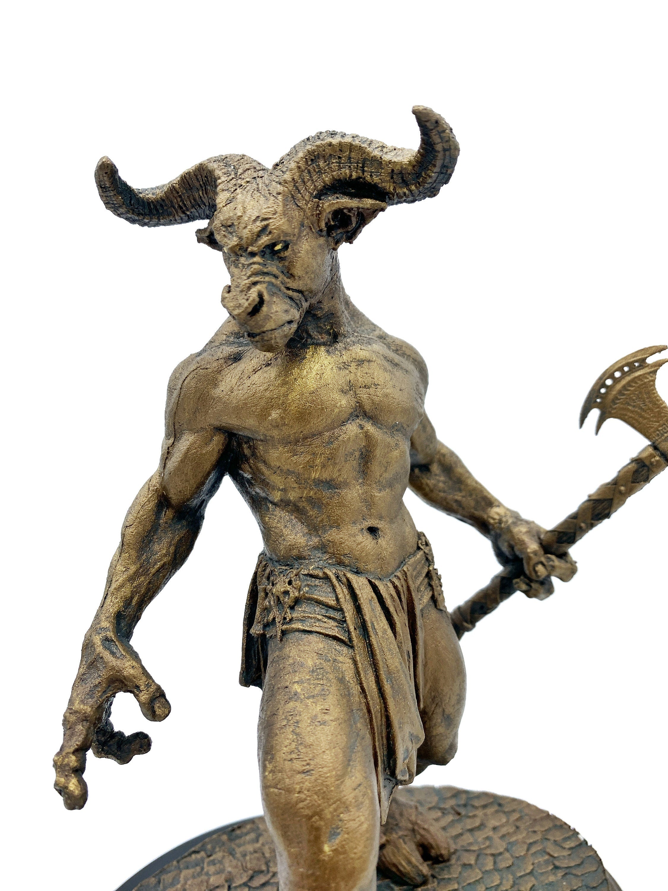 Minotaur Statue, Hand Painted Resin Sculpture | Mythical Creature Figurine | Unique Legendary Minotaur Monster Figurine. Fantasy Art Decor