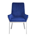 Cambrie - Side Chair (Set of 2) - Blue Velvet & Mirrored Silver