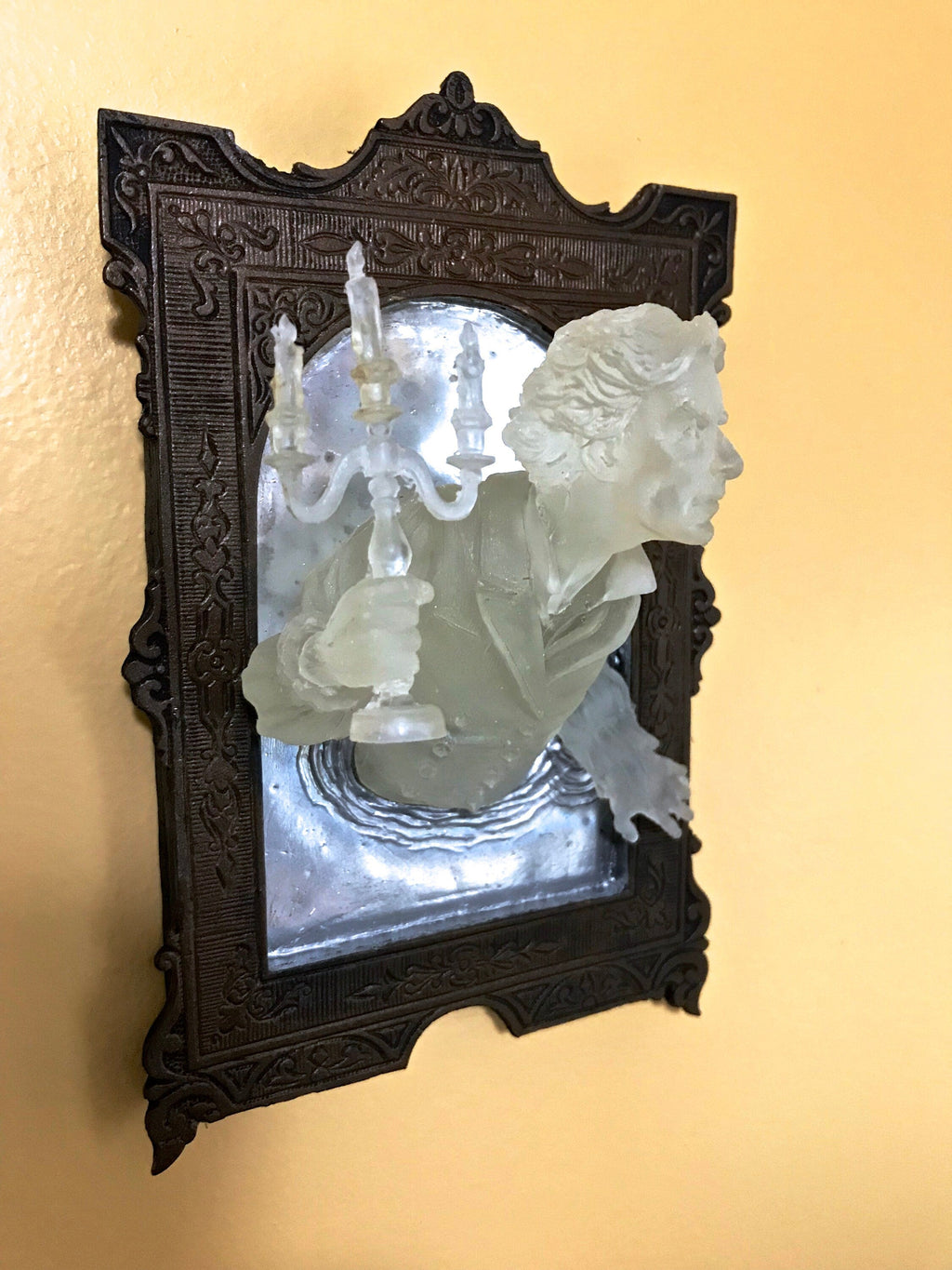 Gentleman Ghost in the Mirror Wall Plaque, Glow in the Dark Resin| Victorian Gothic Haunted Wall Art | for Halloween and Spooky Home Decor