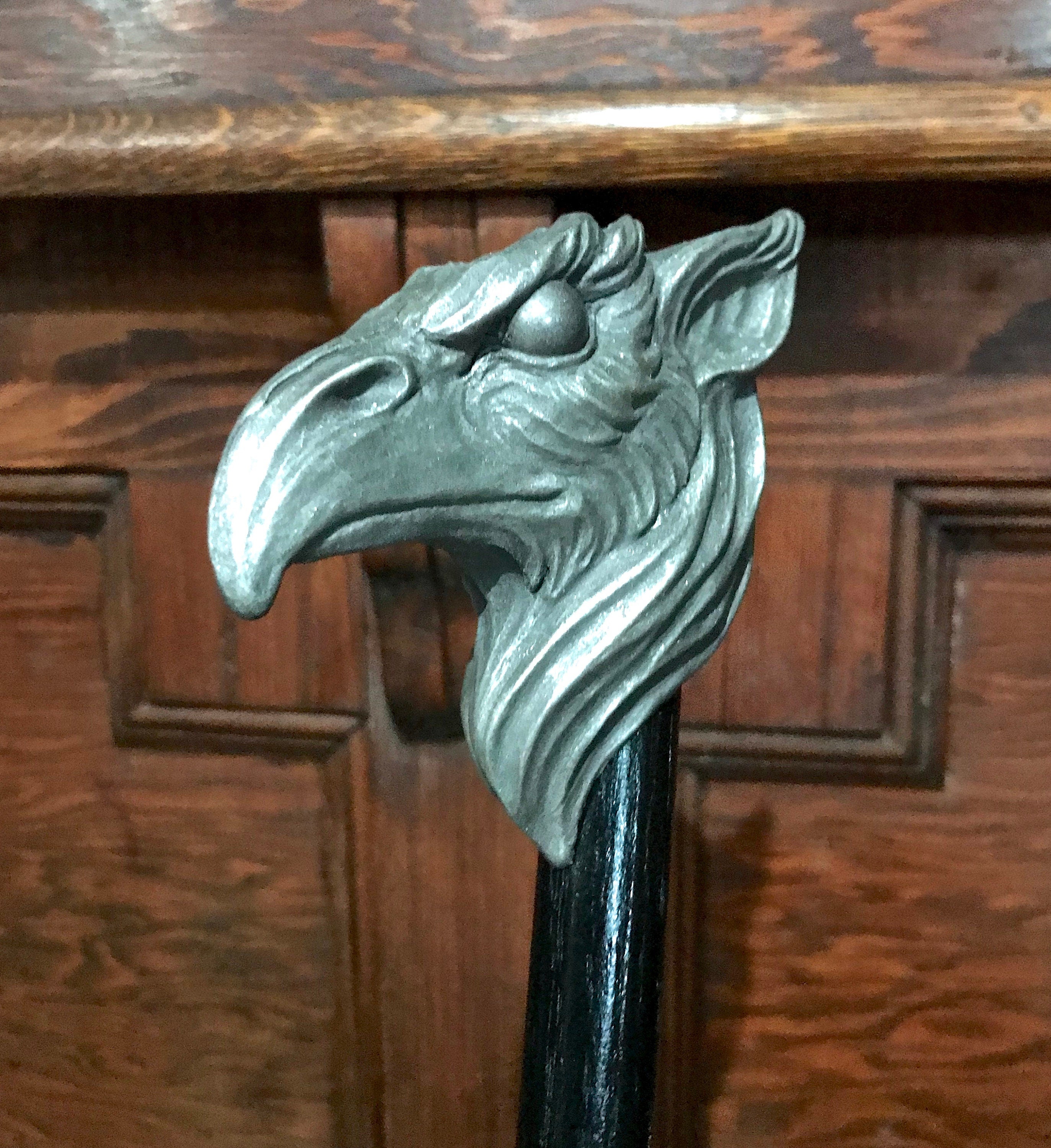 Griffin Cane, Hand Sculpted Walking Stick | Medieval Gothic Cane | Fantasy Cosplay Gryphon Head Cane, Gothic Accessory