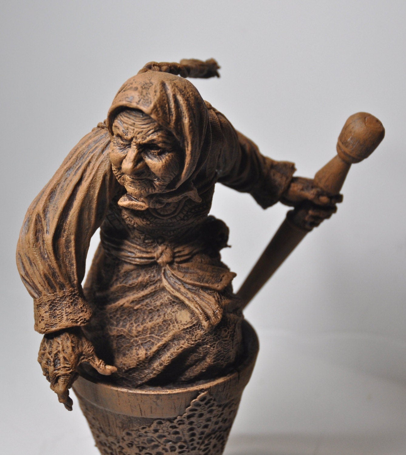 Baba Yaga, the Russian Witch Statue, Hand Painted Resin Sculpture | Slavic Folklore Crone Figurine |  Baba Yaga Art for Gothic Home Decor