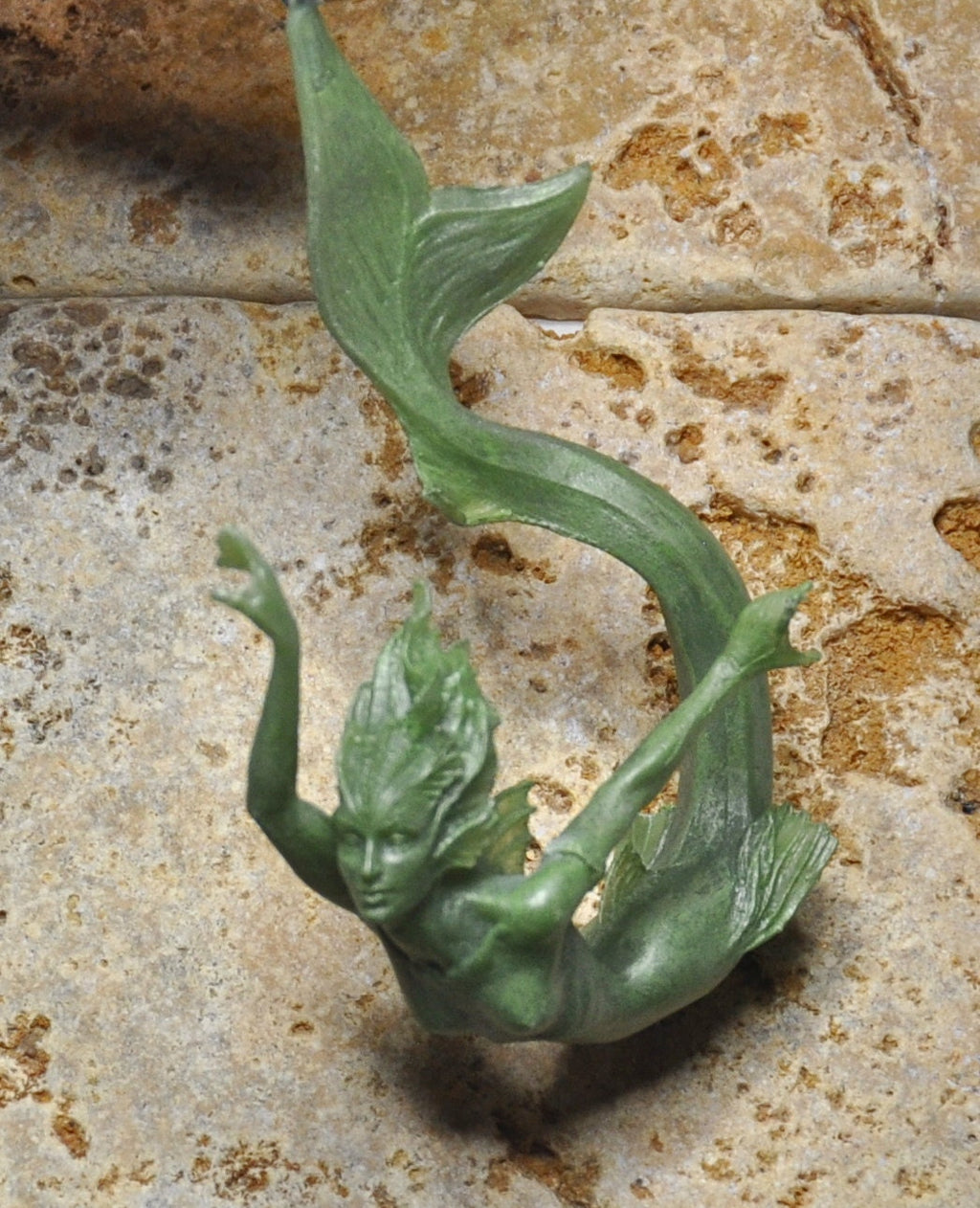 Mermaid Ornament, Hand Painted Resin Sculpture, Jade Finish| Mythical Creature Figurine|Unique Legendary Mermaid Fantasy Art Holiday Decor