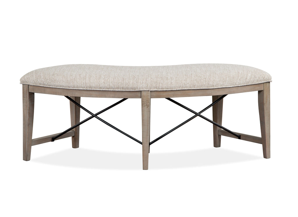 Paxton Place - Curved Bench With Upholstered Seat - Dovetail Gray