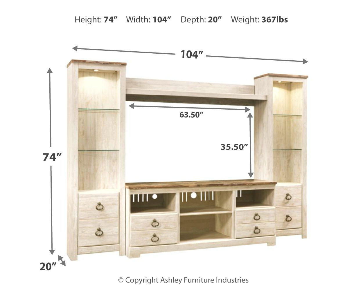 Willowton - Entertainment Center With Fireplace Option
