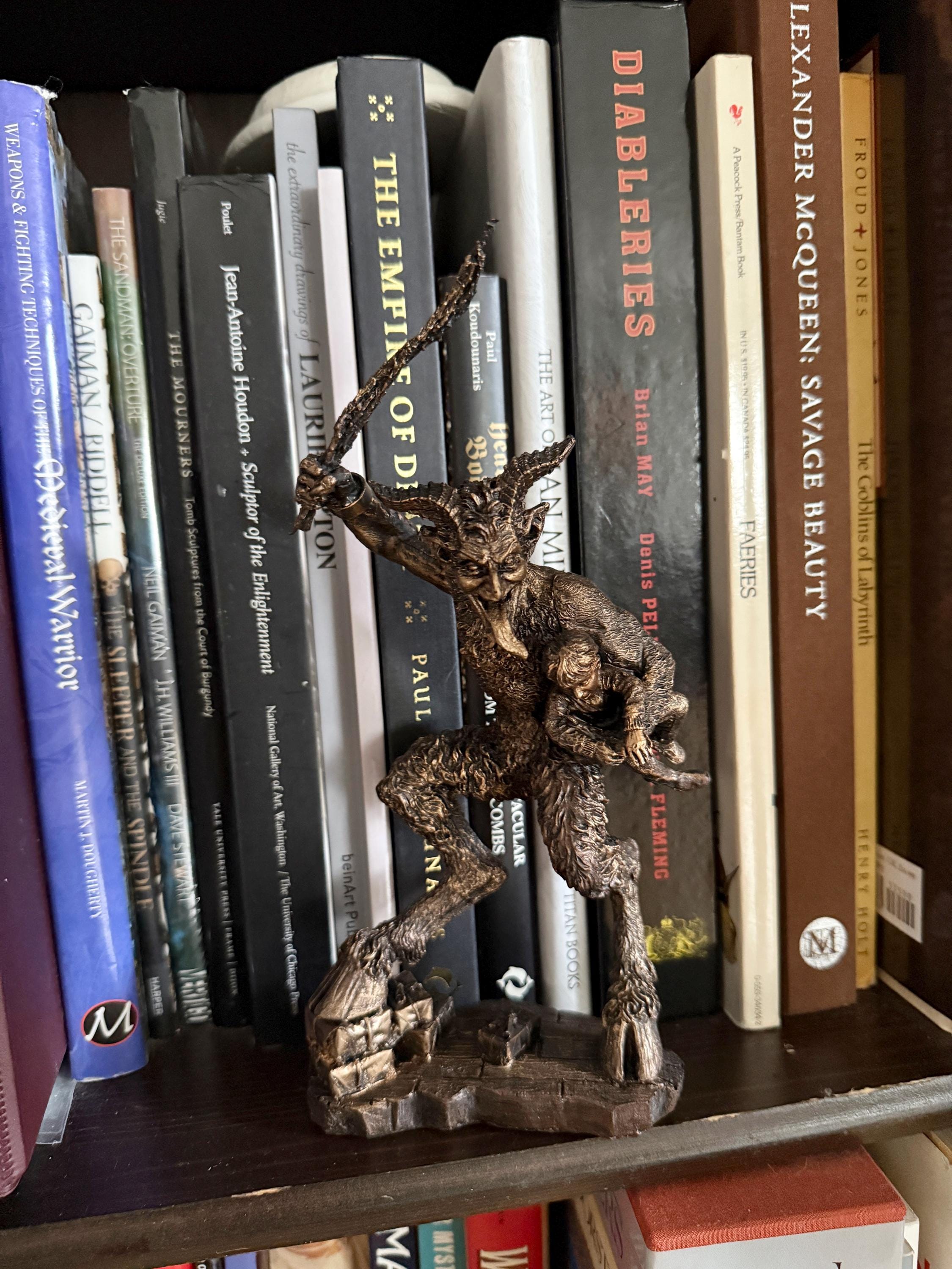 Krampus II Statue, Hand Painted Resin Bronze Finish | Mythical Creature Figurine | Unique Dark Christmas Demon, Gothic Folklore Decor