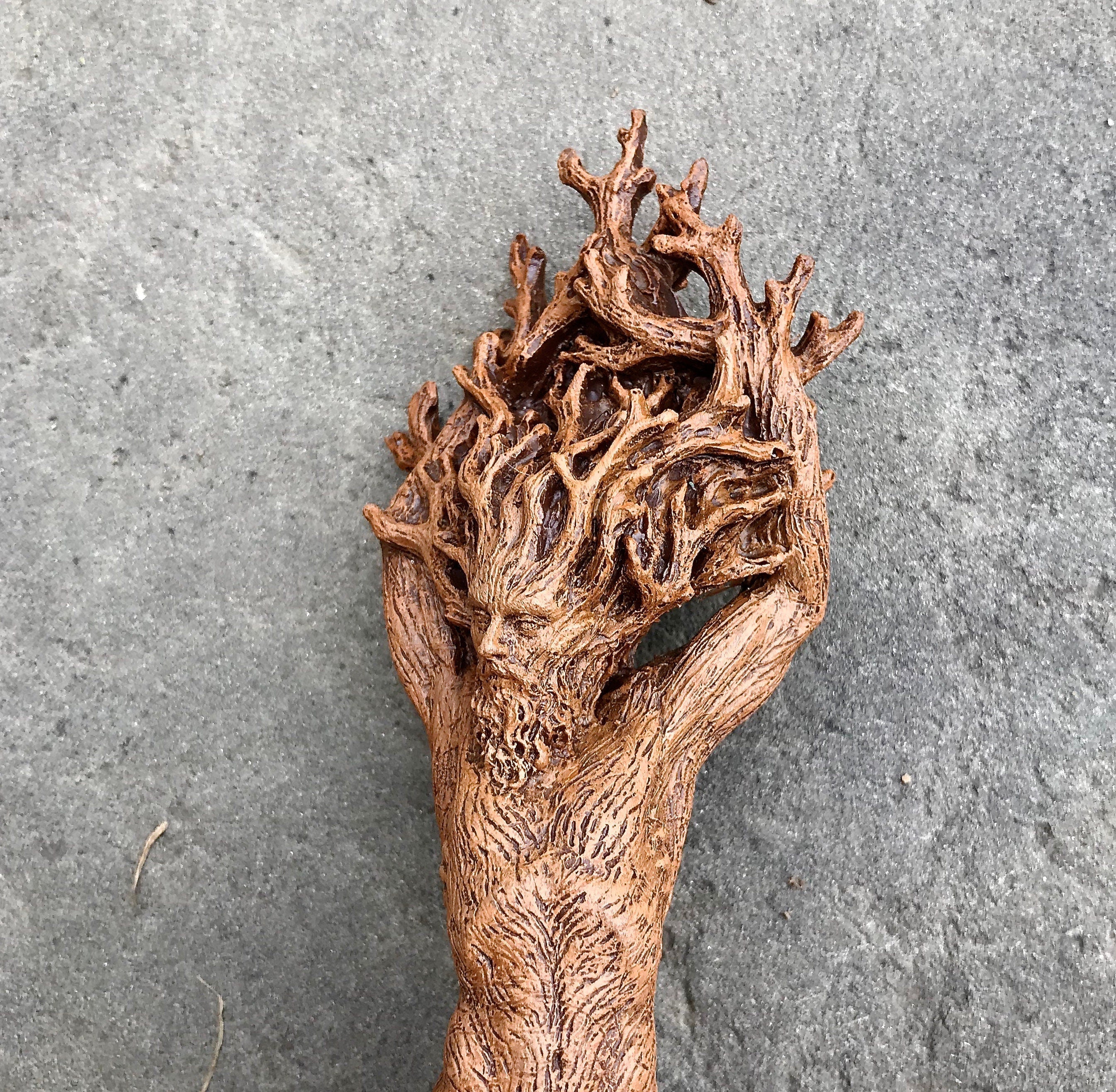 Green Man/ Cernunnos Hand Painted Resin Sculpture | Mythical Forest Creature Figurine | 9” Woodland God Altar Statue for Nature Lovers