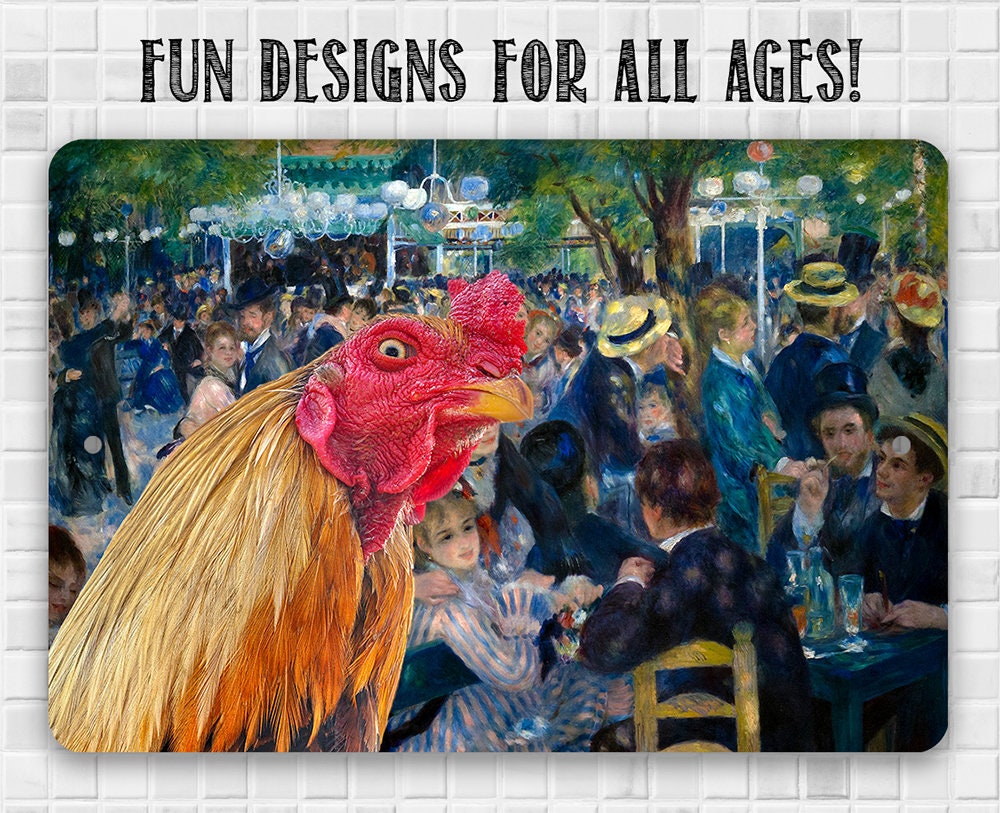 Dance at Le moulin de la Galette Painting - Interrupted Rooster - Metal Sign