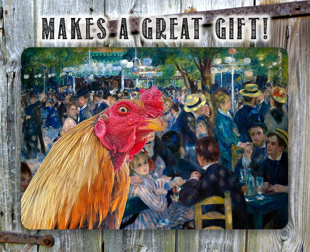 Dance at Le moulin de la Galette Painting - Interrupted Rooster - Metal Sign