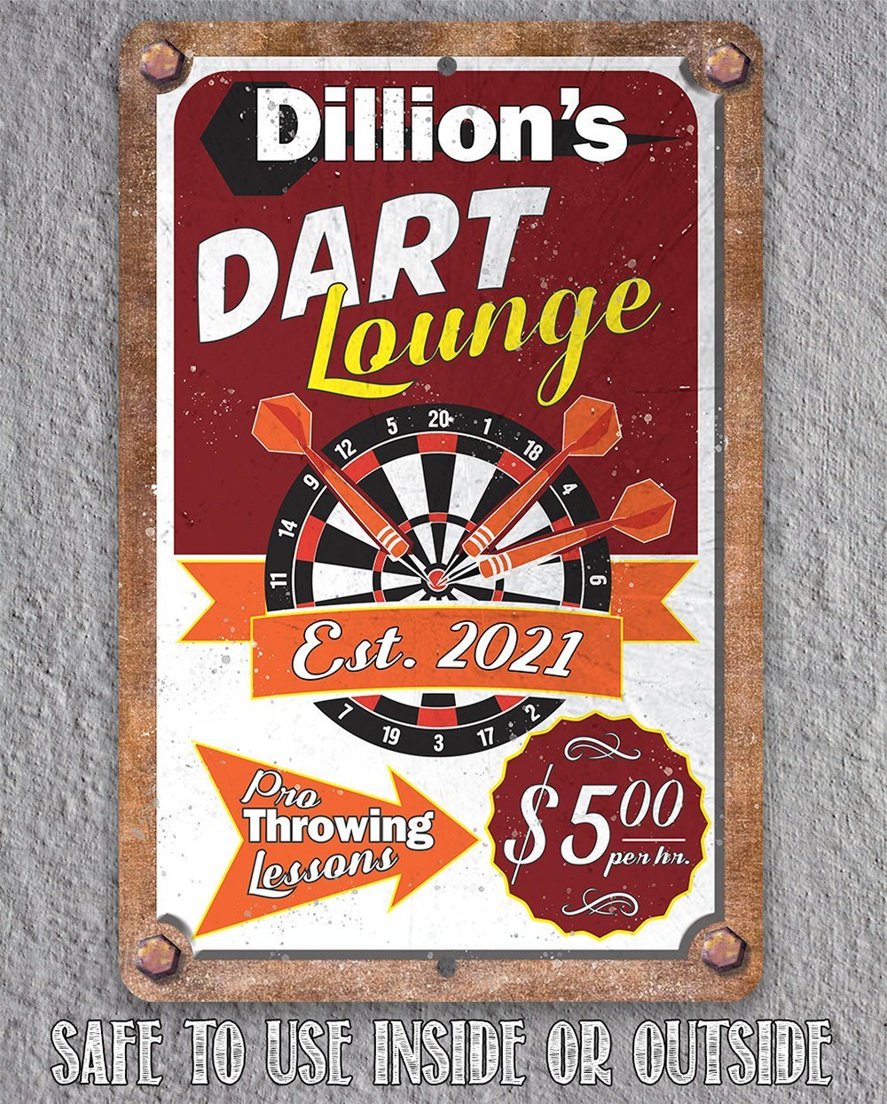 Personalized - Dart Lounge - Metal Sign