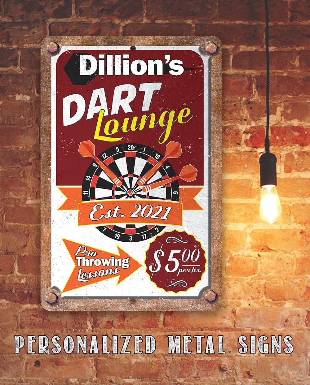 Personalized - Dart Lounge - Metal Sign