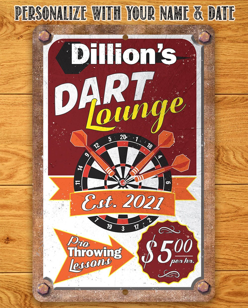 Personalized - Dart Lounge - Metal Sign