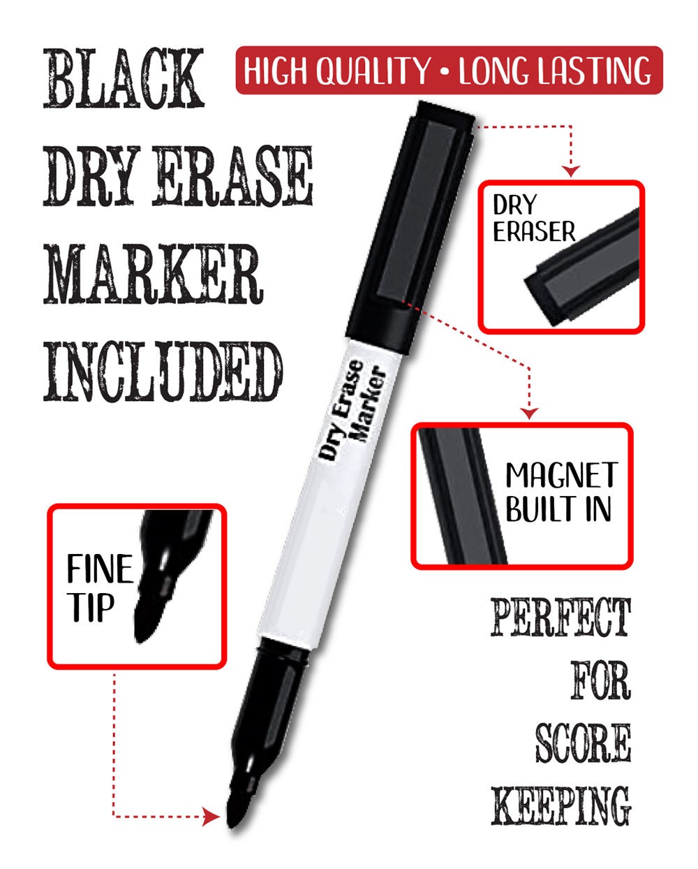 Personalized - Dart Scoreboard Dry Erase for Keeping Score in All Cricket Games, 301 or 501 - Magnetic Dry Erase Marker with Eraser - Metal Sign