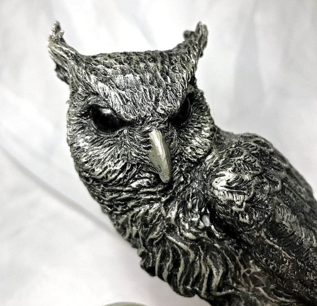 Horned Owl: Witch’s Familiar Statue, Hand Painted Resin Sculpture | Pagan Folklore Owl Figurine | Witchy Art for Gothic Home Decor