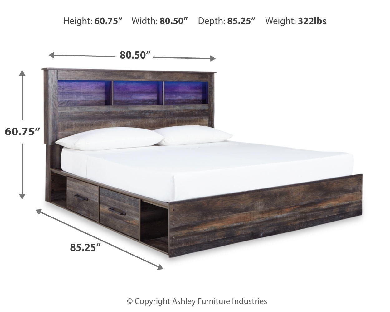 Drystan - Panel Bookcase Bed