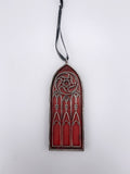 Gothic Cathedral Arch Ornament, Translucent Red| Unique Gothic Home Decor | Resin Medieval Architecture, Gothic Ornament Holiday Decor
