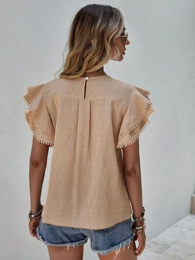 Denise Ruffle Cap Sleeve Blouse – Elegant Top for Work & Everyday