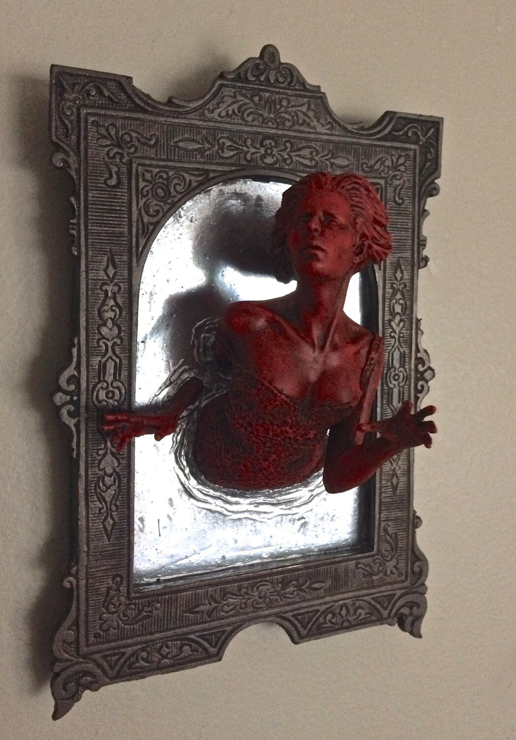 Ghost in the Mirror Wall Plaque, Bloody Mary Version, Resin | Victorian Gothic Haunted Wall Art |  Gift for Halloween and Spooky Home Decor