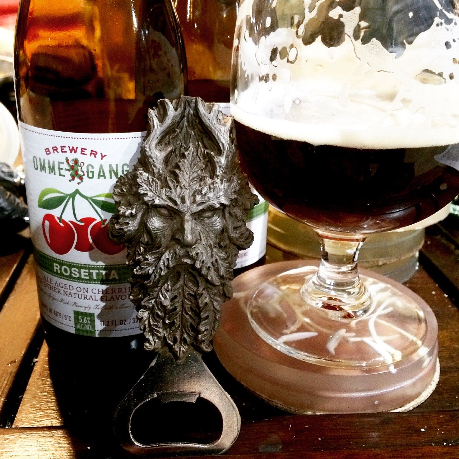 Green Man Opener, Hand Painted Resin | Mythic Fantasy Barware, Pagan Woodland Green Man Bottle Opener | Fantasy Witchy Beer and Barware Gift