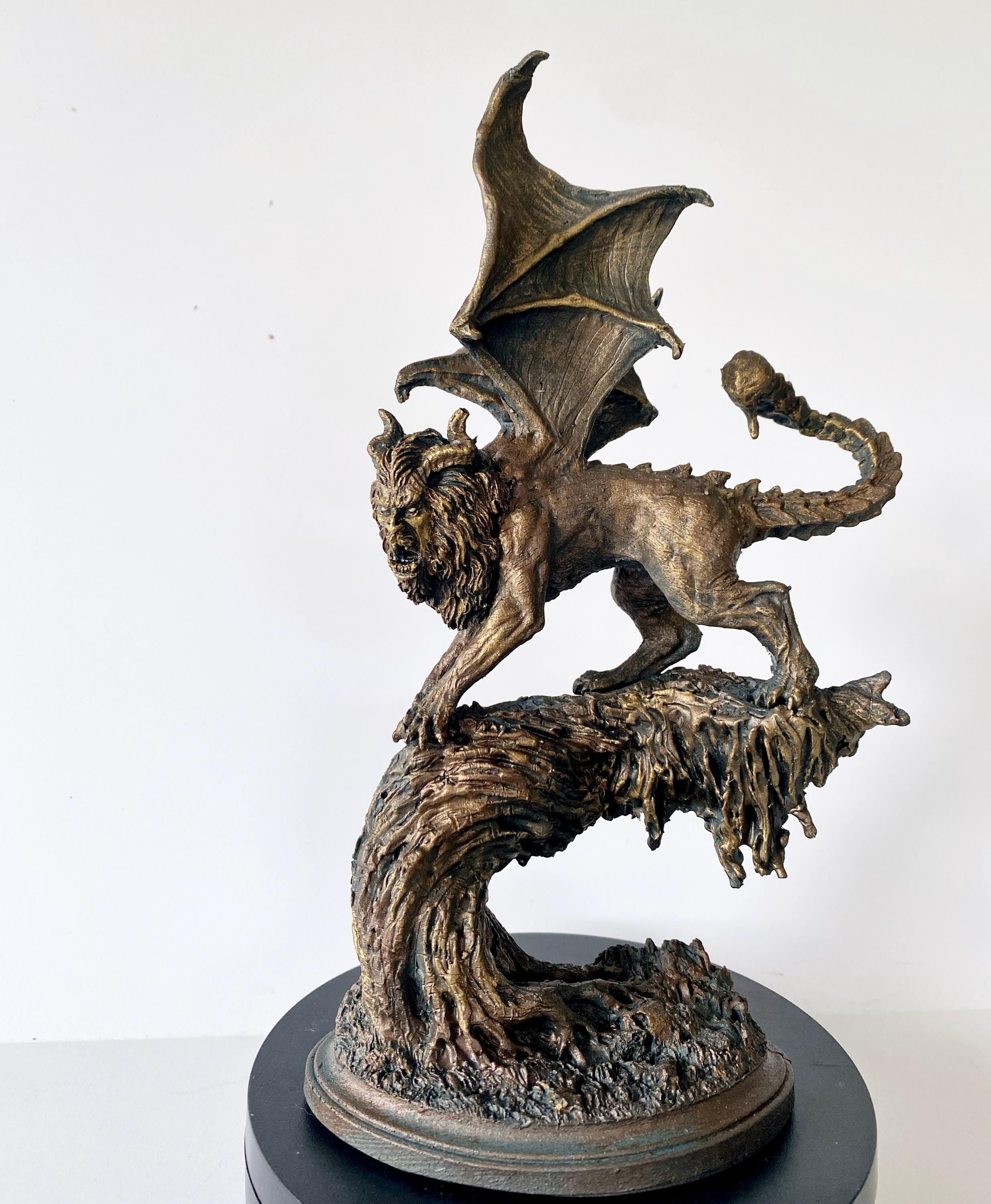 Manticore Statue, Hand Painted Resin Sculpture | Mythical Creature Figurine | Unique Legendary Manticore Monster Figurine. Fantasy Art Gift