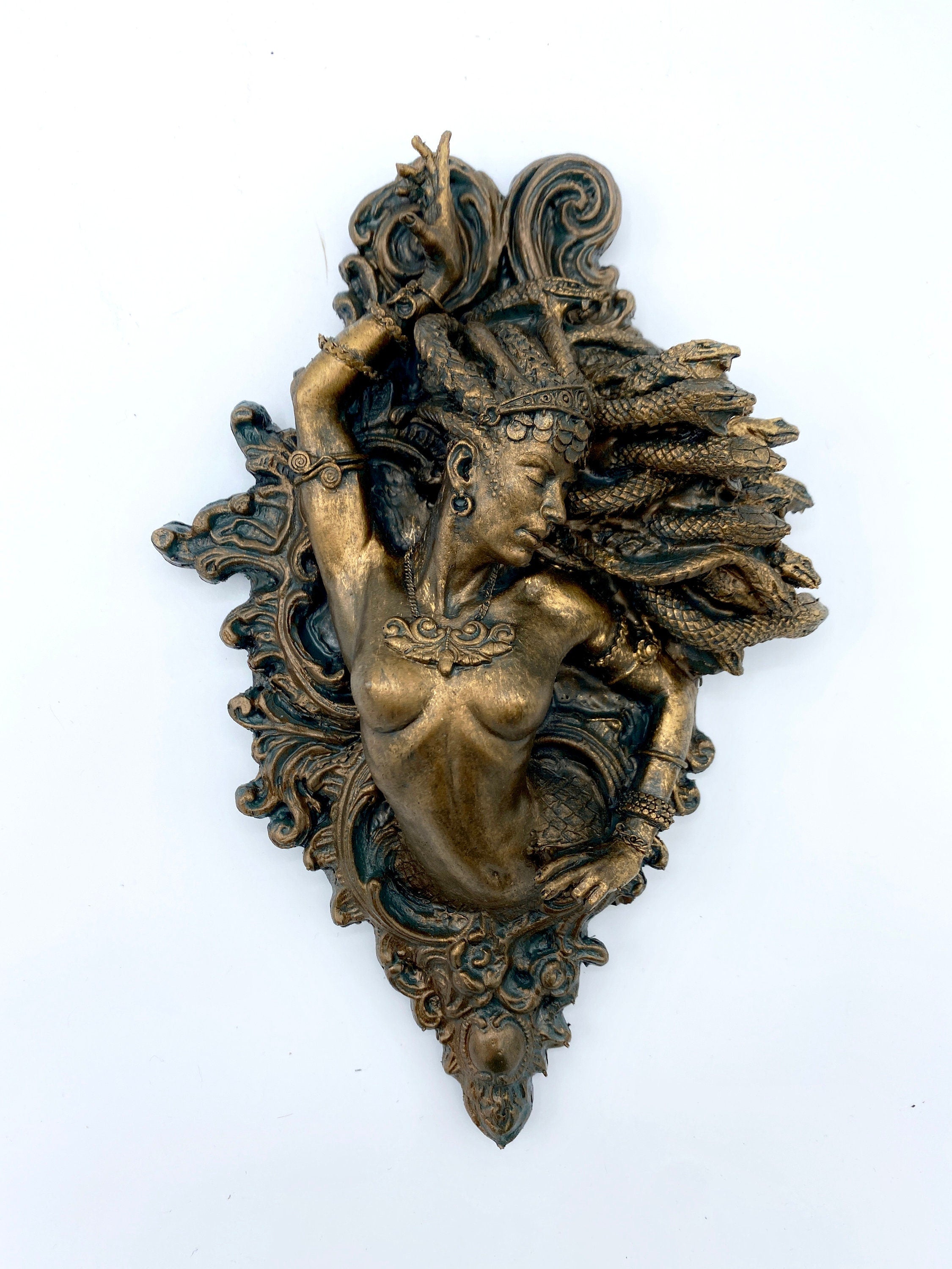Medusa Small Plaque,  Resin Sculpture |. Mythological Creature Wall Art | Myths and Legends Character Statue | Fantasy Art Lover Gift