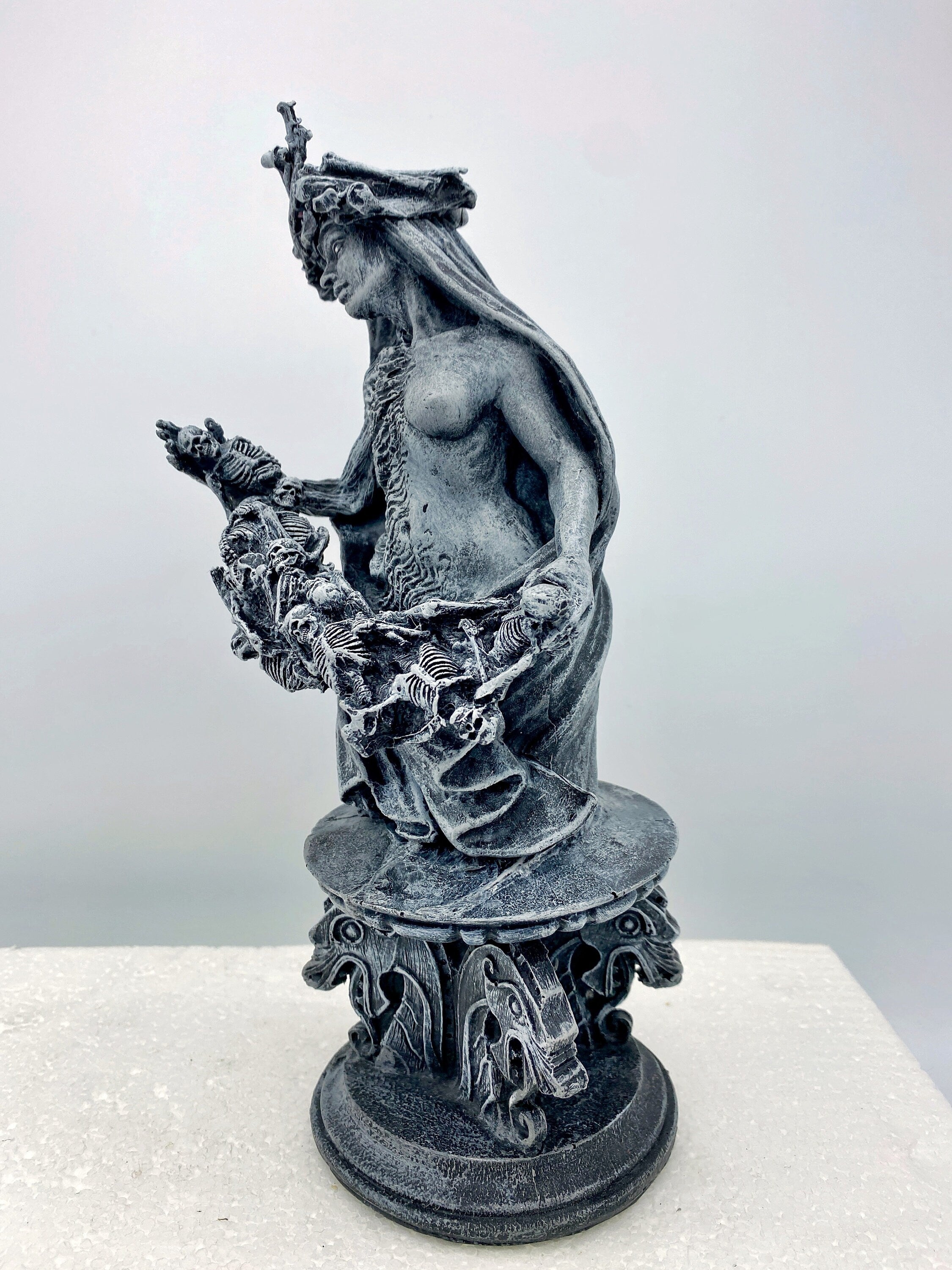 Hel, Goddess of Death and the Underworld Bust, Hand Painted Resin Sculpture | Pagan Goddess Figurine | Altar Statue for Gothic Home Decor