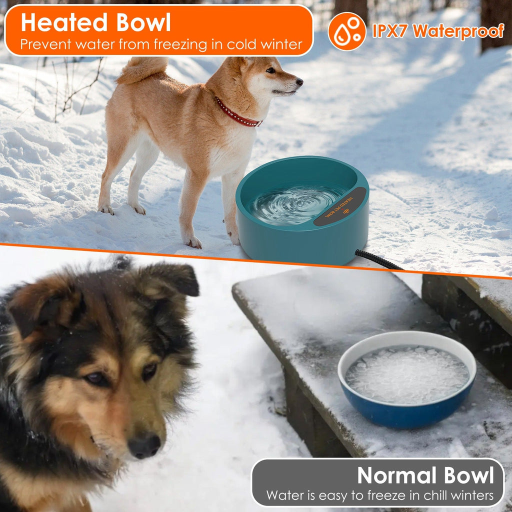 Heated Water Bowl for Dog Cat 74.4OZ Heating Water Dish IP67 Waterproof Thermal Water Bowl Heated Pet Bowl Dog Cat Water Feeder Bowl for Dog Cat Rabbi