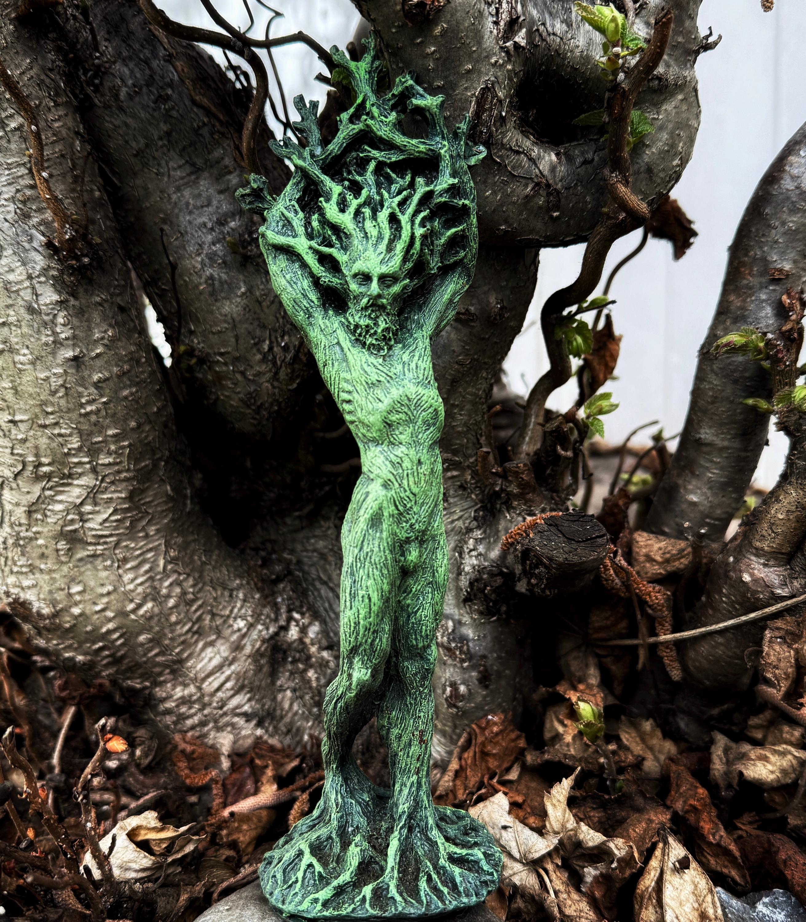 Green Man, Cernunnos Statue, 9" version, Green Finish