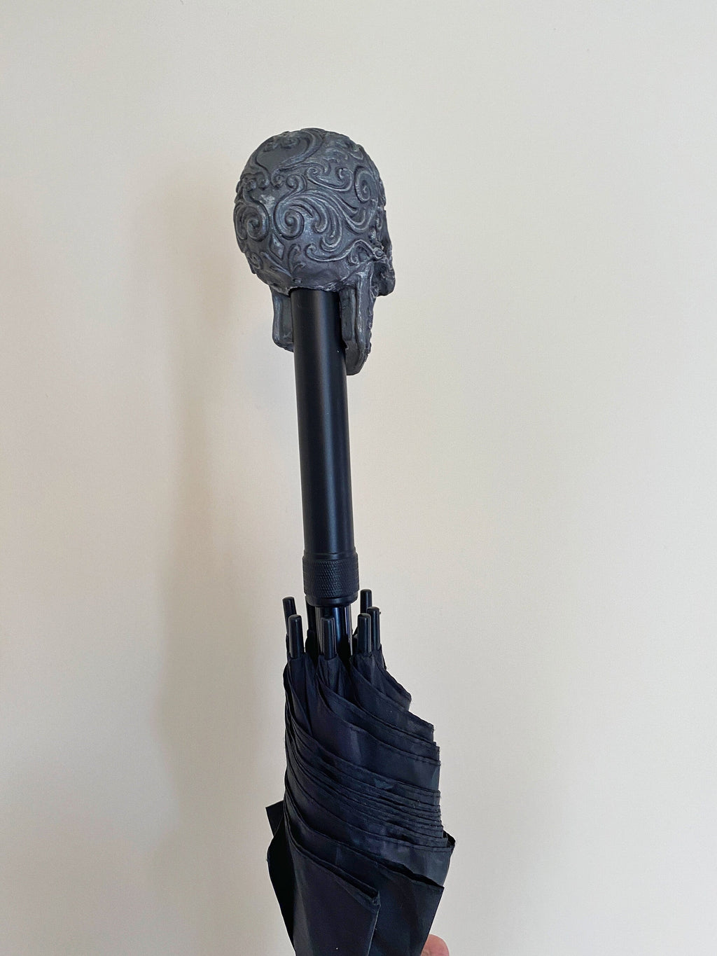 Ornate Skull Umbrella, Hand Sculpted Resin | Victorian Gothic Umbrella/Parasol | Fantasy Cosplay Fantasy Skull Umbrella, Gothic Accessory