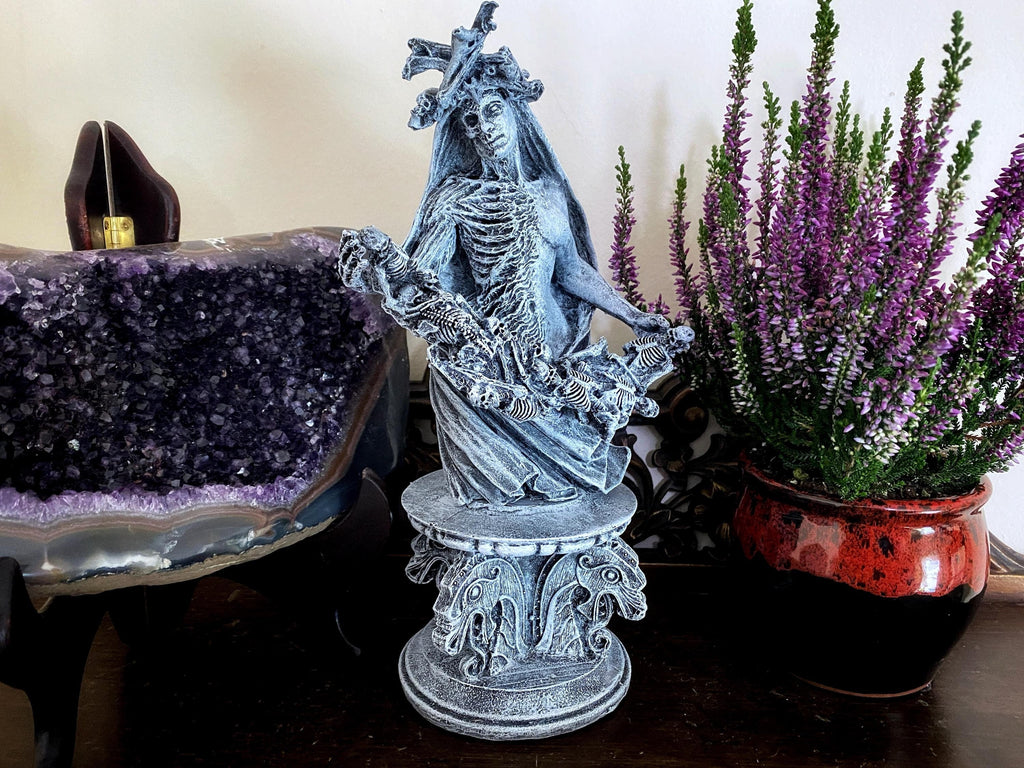 Hel, Goddess of Death and the Underworld Bust, Hand Painted Resin Sculpture | Pagan Goddess Figurine | Altar Statue for Gothic Home Decor