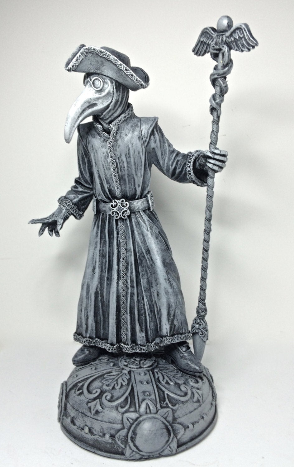 Venetian Plague Doctor Statue, Hand Painted Resin Sculpture | Gothic Medieval Figurine | Dark Carnivale Art for Spooky Home Decor