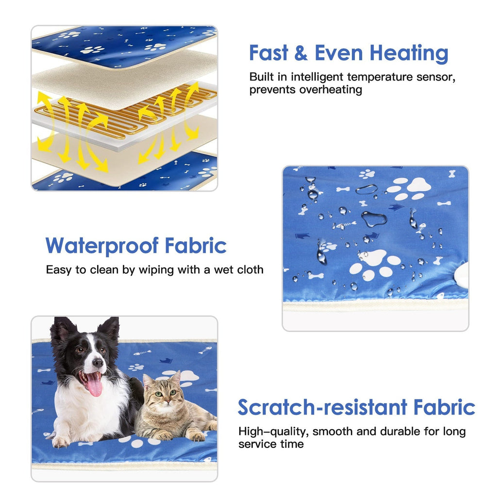 Electric Pet Heating Pad – Waterproof, Adjustable Temp & Timer