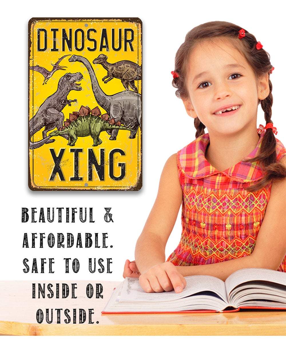 Dinosaur Crossing - Metal Sign