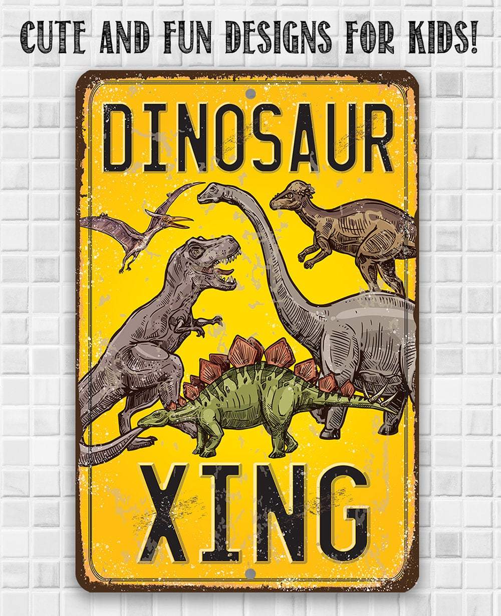 Dinosaur Crossing - Metal Sign