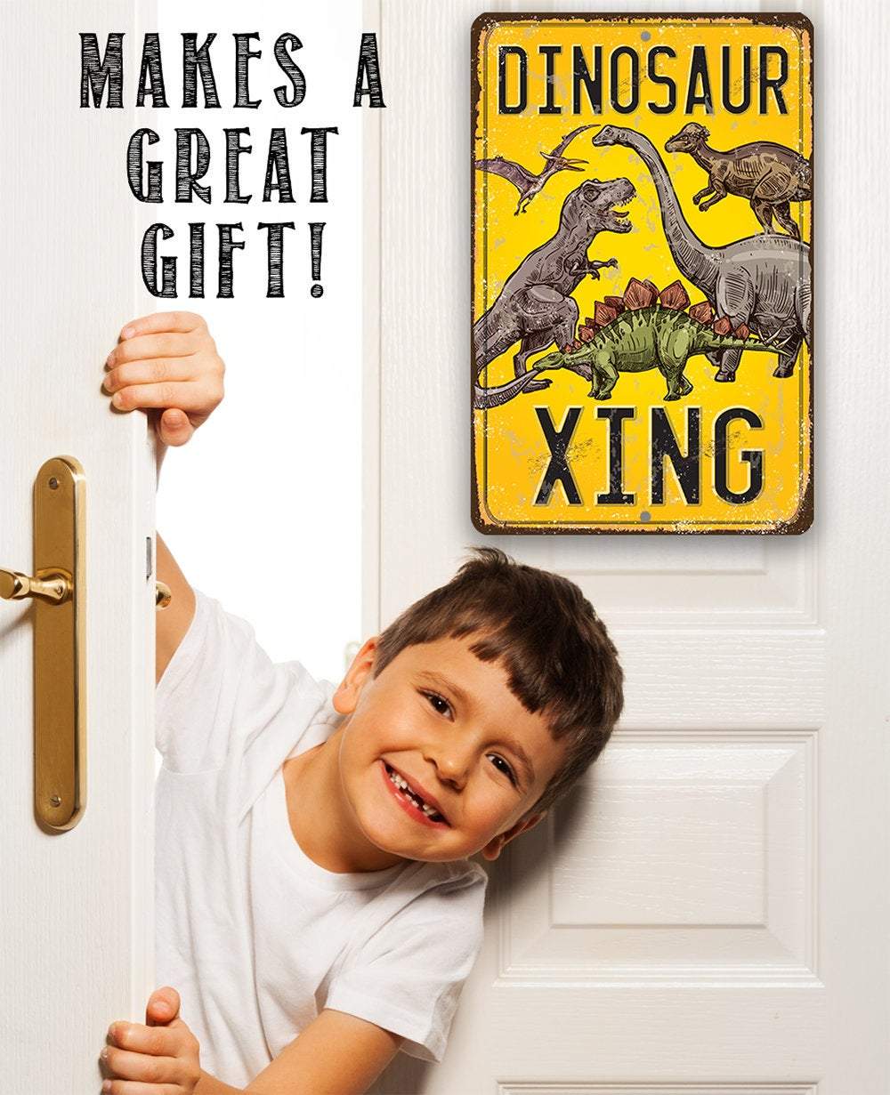 Dinosaur Crossing - Metal Sign
