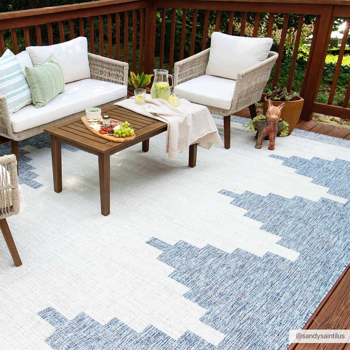 Djugun Blue Outdoor Rug - Clearance